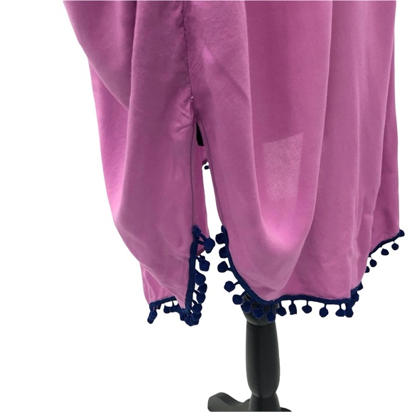 GYPSY 05 SAND PINK/WHITE TIE DYE COVERUP W BLUE POMPOMS - Picture 4 of 13